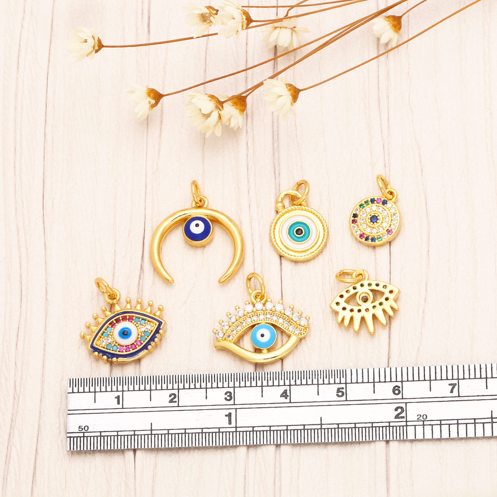Ins Style Devil's Eye Copper Enamel Plating Inlay Zircon 18k Gold Plated Pendants Jewelry Accessories display picture 9