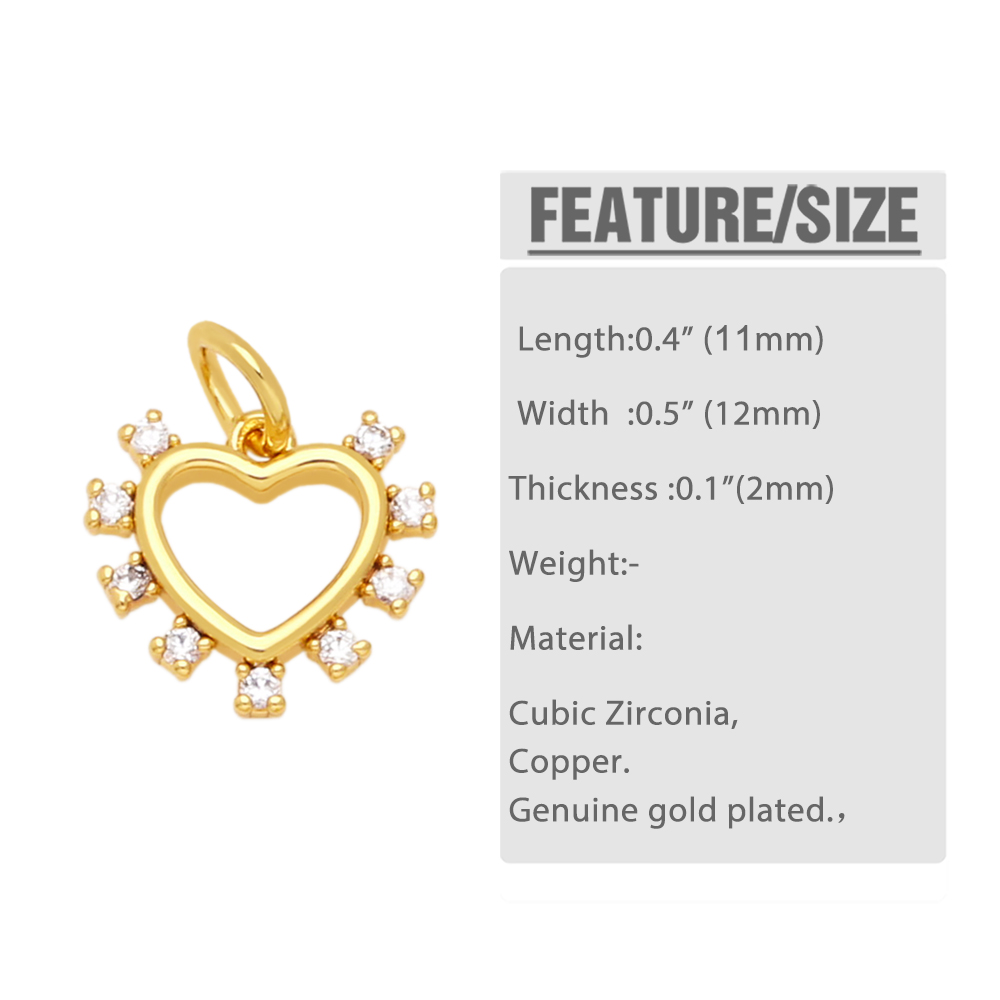 Ins Style Heart Shape Copper Plating Inlay Zircon 18k Gold Plated Pendants Jewelry Accessories display picture 1