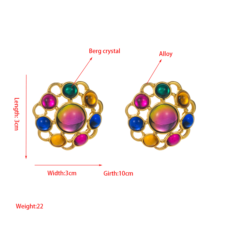 Wholesale Jewelry 1 Pair Baroque Style Round Alloy Resin Crystal Gold Plated Ear Studs display picture 1