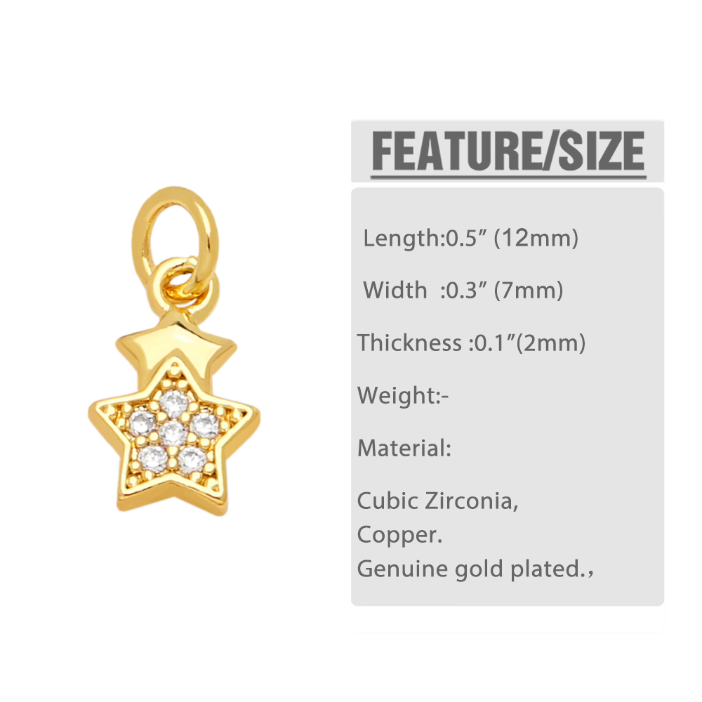 Ins Style Star Moon Copper Plating Inlay Zircon 18k Gold Plated Pendants Jewelry Accessories display picture 1