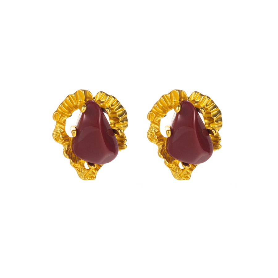 Wholesale Jewelry 1 Pair Baroque Style Irregular Alloy Resin Gold Plated Ear Studs display picture 5