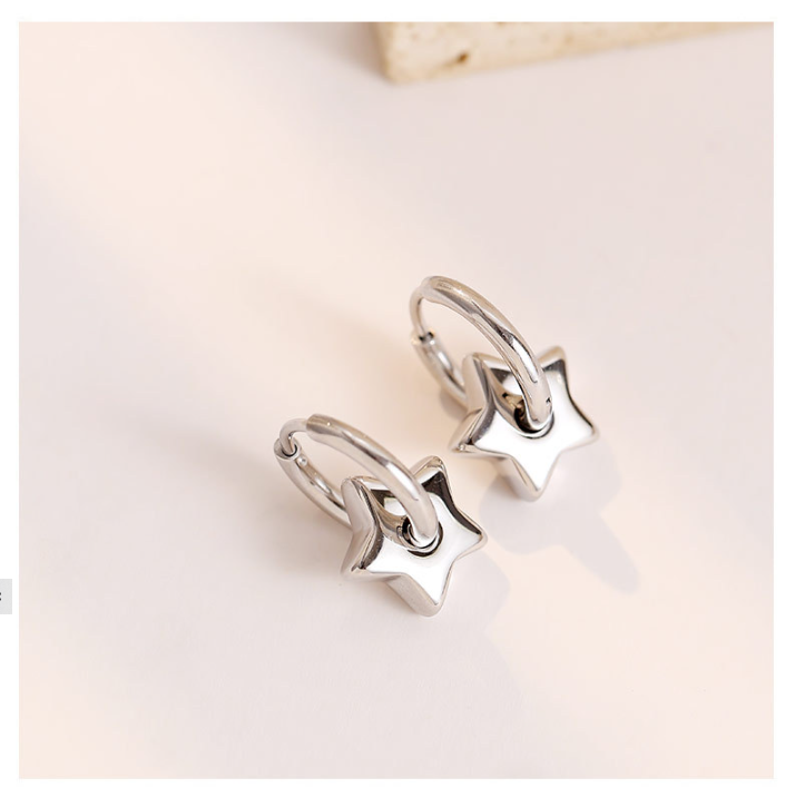 1 Pair Simple Style Star Titanium Steel Plating Drop Earrings display picture 1