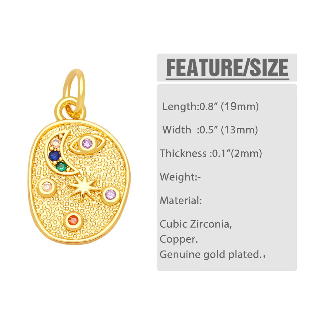 Ins Style Star Moon Lightning Copper Plating Inlay Zircon 18k Gold Plated Pendants Jewelry Accessories display picture 1