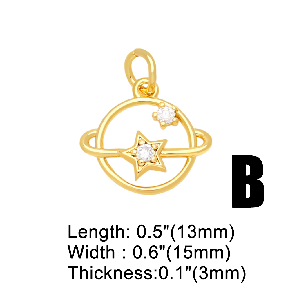 Ins Style Star Copper Plating Inlay Zircon 18k Gold Plated Pendants Jewelry Accessories display picture 4