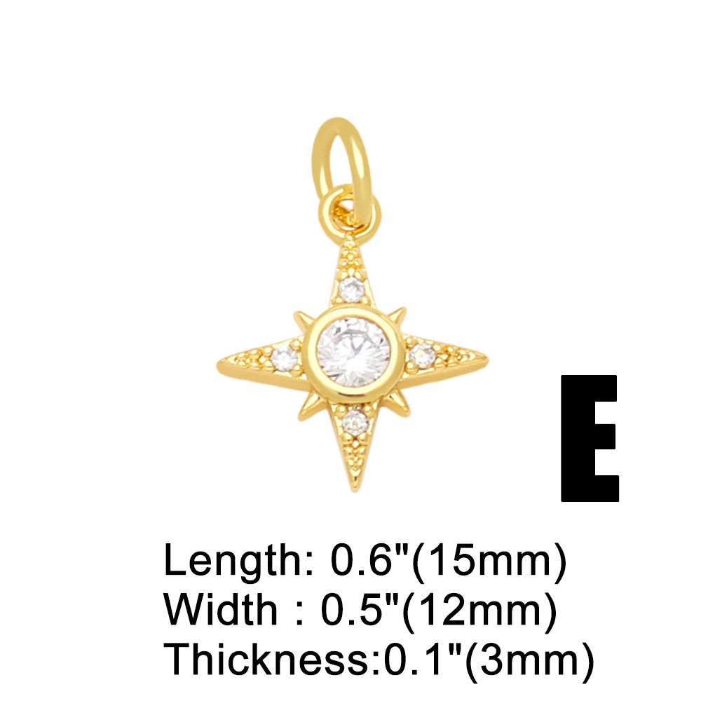 Ins Style Star Copper Plating Inlay Zircon 18k Gold Plated Pendants Jewelry Accessories display picture 8