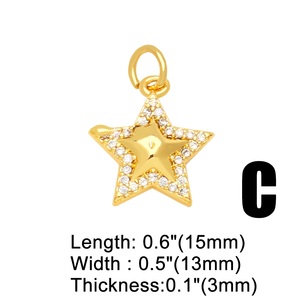 Ins Style Star Copper Plating Inlay Zircon 18k Gold Plated Pendants Jewelry Accessories display picture 6