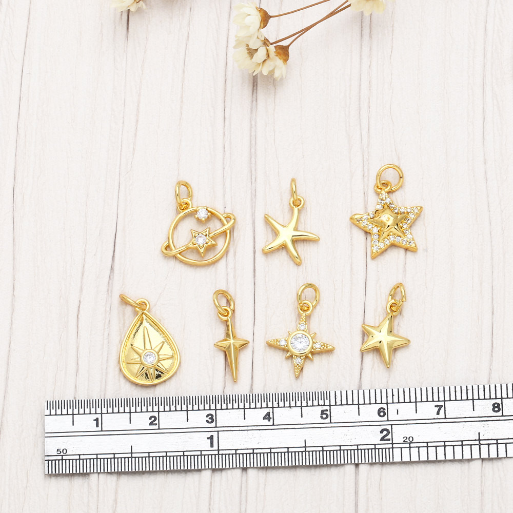Ins Style Star Copper Plating Inlay Zircon 18k Gold Plated Pendants Jewelry Accessories display picture 10