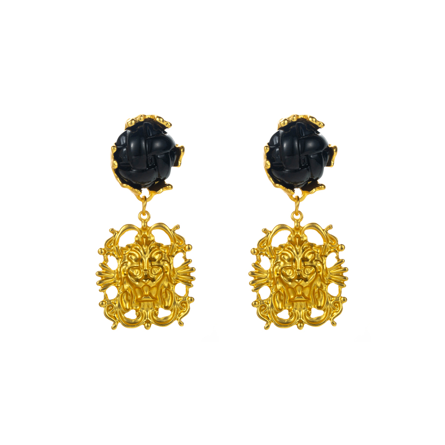 Wholesale Jewelry 1 Pair Retro Geometric Alloy Resin Gold Plated Drop Earrings display picture 6