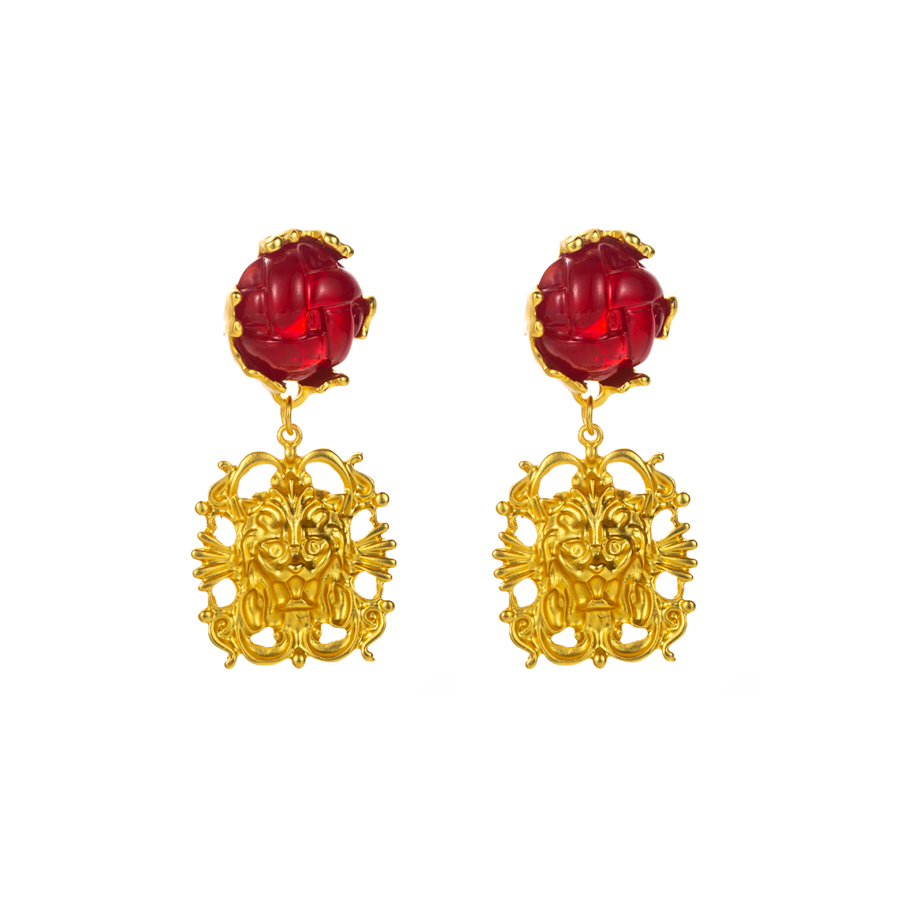 Wholesale Jewelry 1 Pair Retro Geometric Alloy Resin Gold Plated Drop Earrings display picture 5