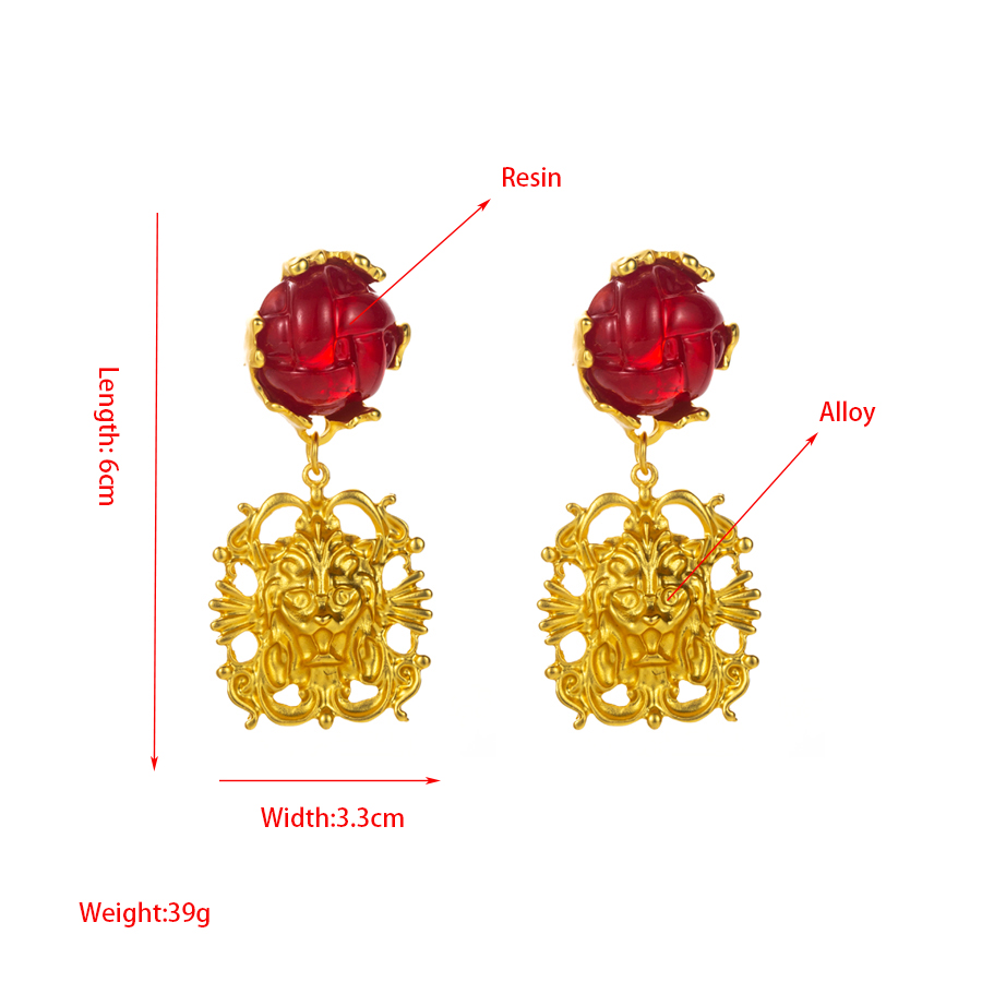 Wholesale Jewelry 1 Pair Retro Geometric Alloy Resin Gold Plated Drop Earrings display picture 1