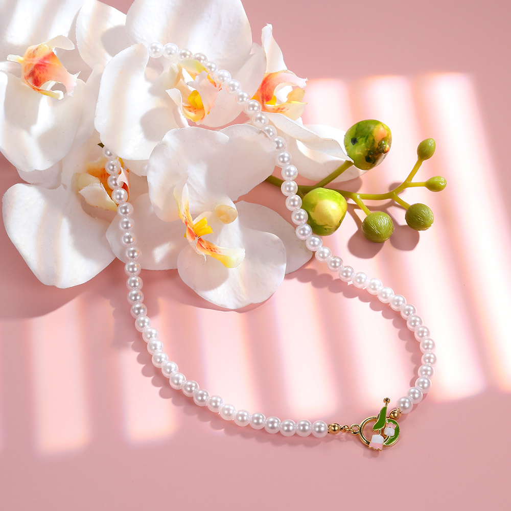 Fairy Style Princess Sweet Tulip Imitation Pearl Alloy Plating Inlay Artificial Crystal Gold Plated Silver Plated Women's Choker display picture 4