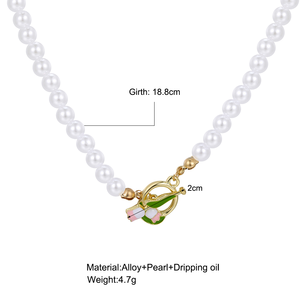Fairy Style Princess Sweet Tulip Imitation Pearl Alloy Plating Inlay Artificial Crystal Gold Plated Silver Plated Women's Choker display picture 11