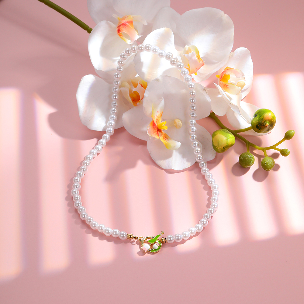 Fairy Style Princess Sweet Tulip Imitation Pearl Alloy Plating Inlay Artificial Crystal Gold Plated Silver Plated Women's Choker display picture 15
