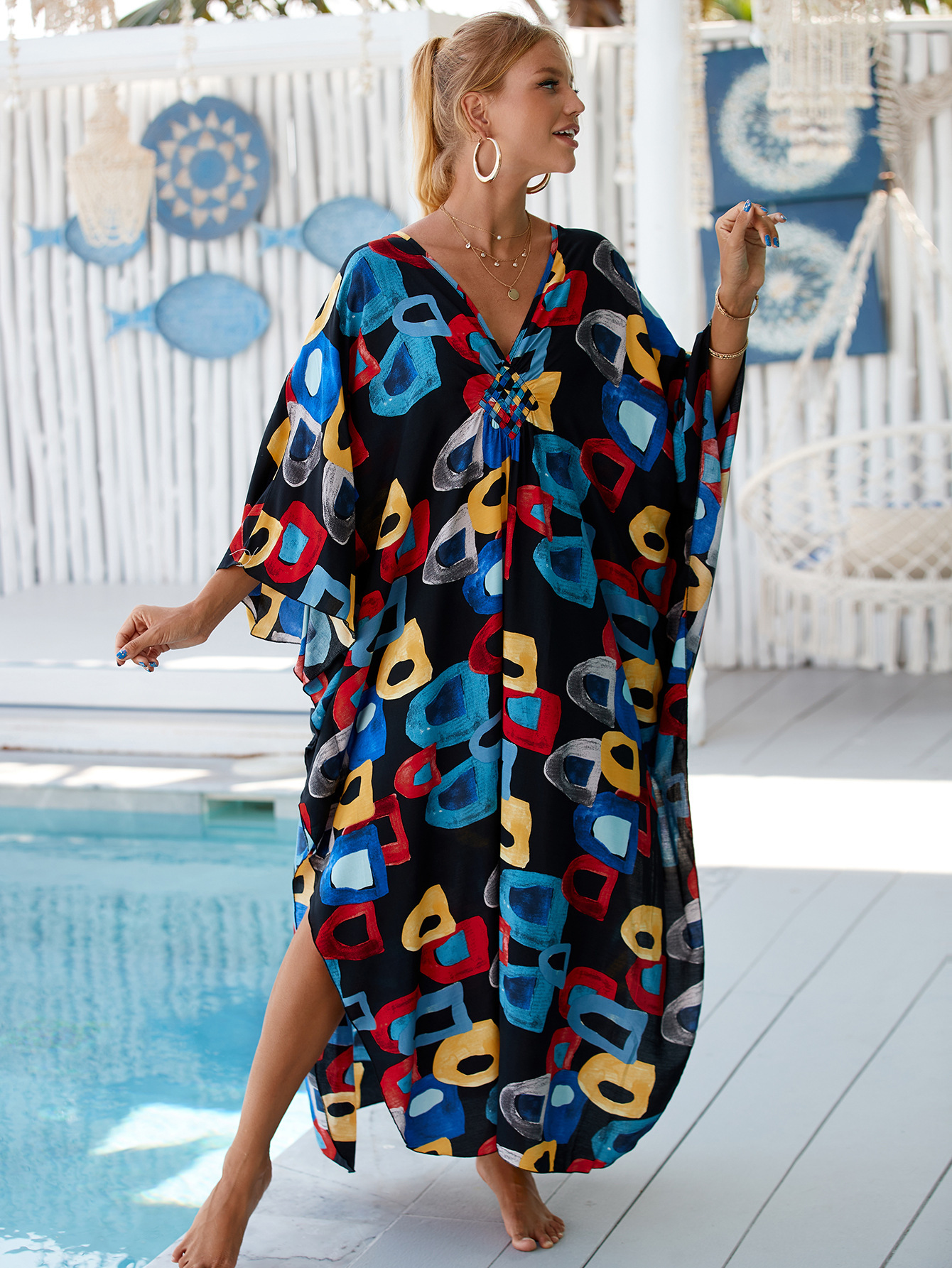 Women's Beach Color Block Printing Cover Ups display picture 48
