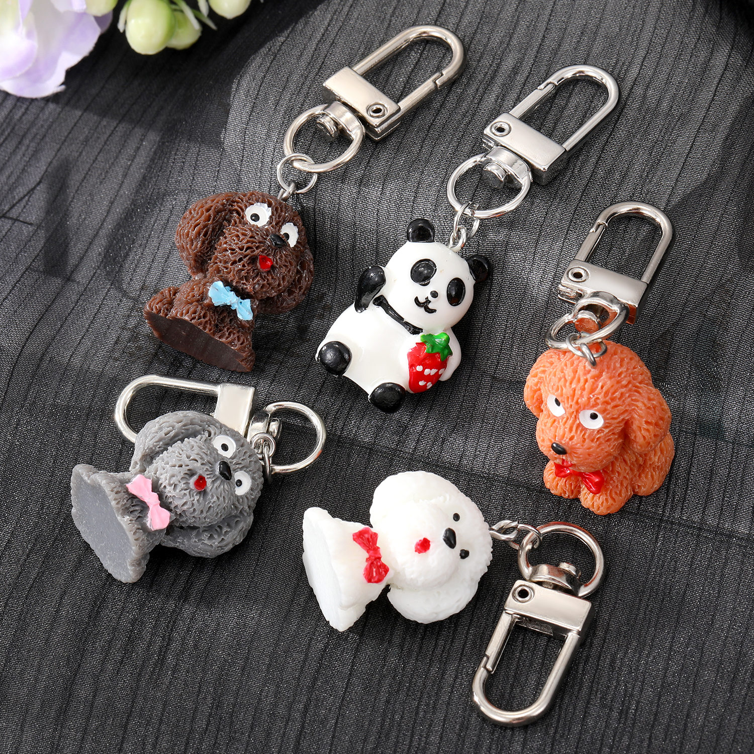 Cute Dog Panda Plastic Resin Bag Pendant Keychain display picture 7