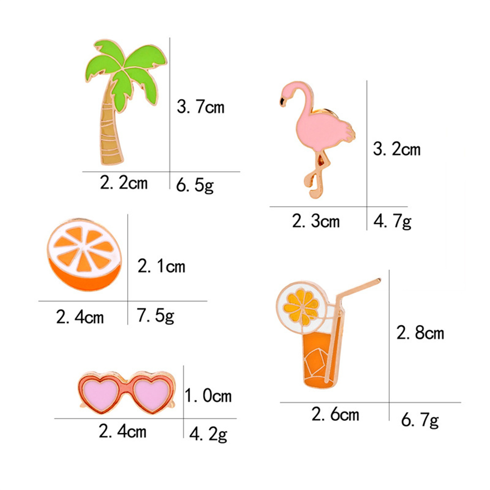 Vacation Coconut Tree Flamingo Heart Shape Alloy Metal Stoving Varnish Unisex Brooches display picture 2