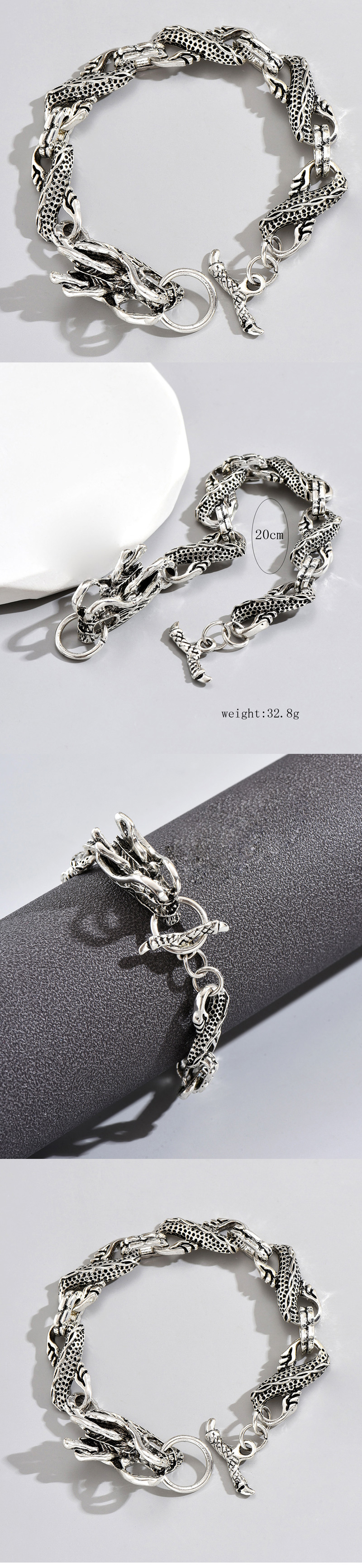 Hip-hop Dragon Alloy Men's Bracelets display picture 1