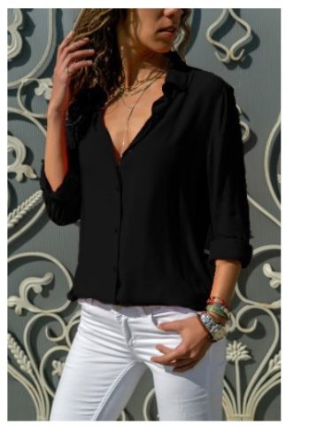 Women's Blouse Long Sleeve Blouses Backless Classic Style Solid Color display picture 1