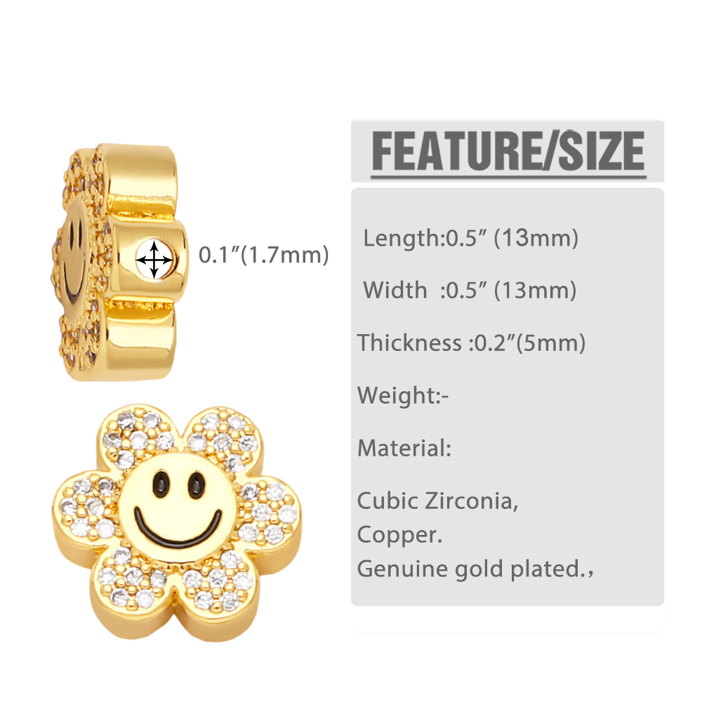 1 Piece Copper Zircon Smiley Face Flower display picture 1
