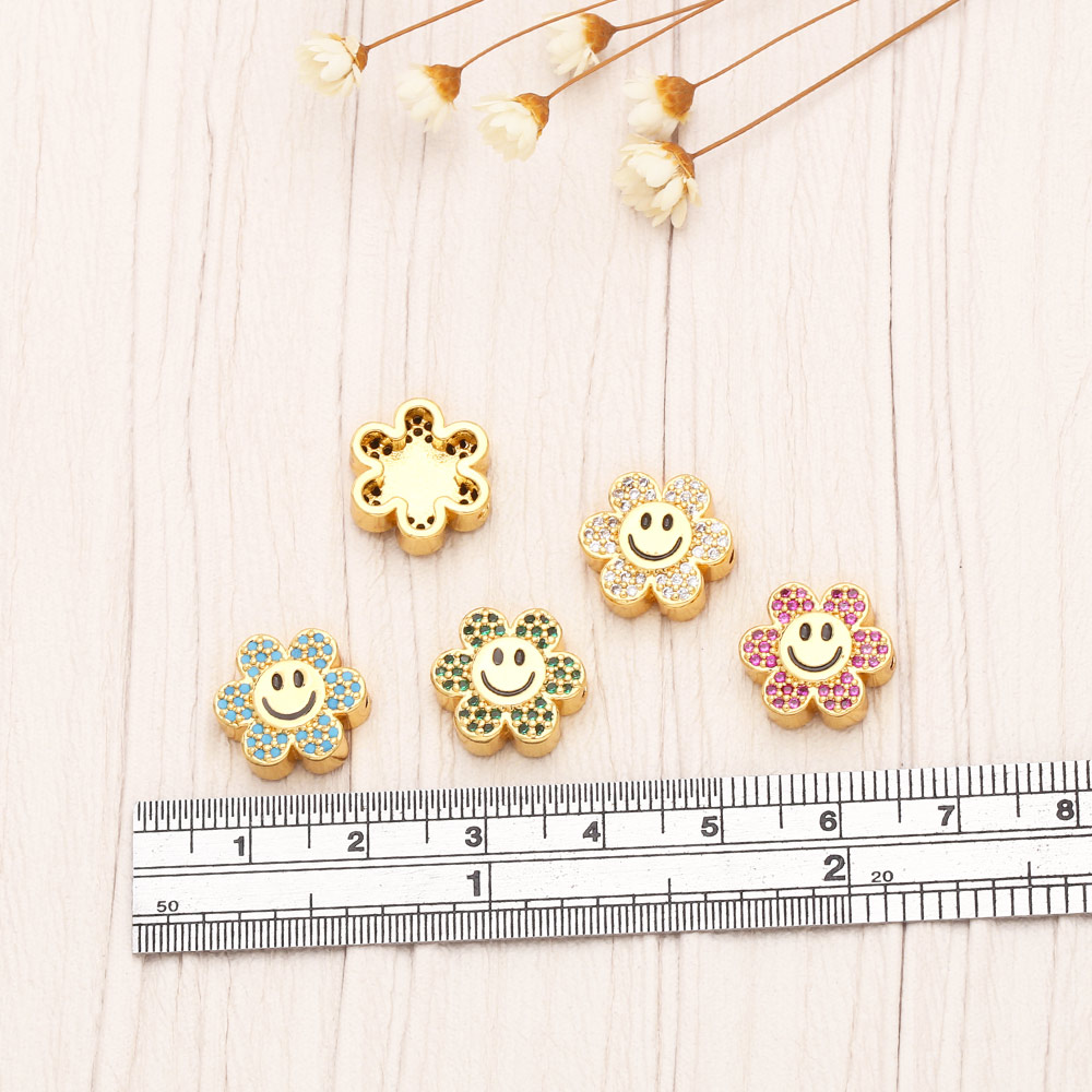 1 Piece Copper Zircon Smiley Face Flower display picture 8