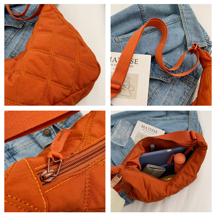 Women's Nylon Cotton Solid Color Basic Dumpling Shape Zipper Crossbody Bag display picture 3