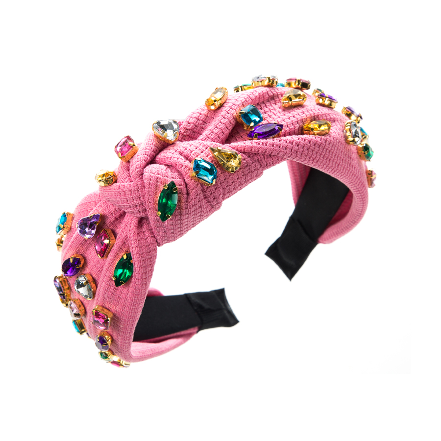 Elegant Solid Color Cloth Inlay Rhinestones Glass Hair Band display picture 7
