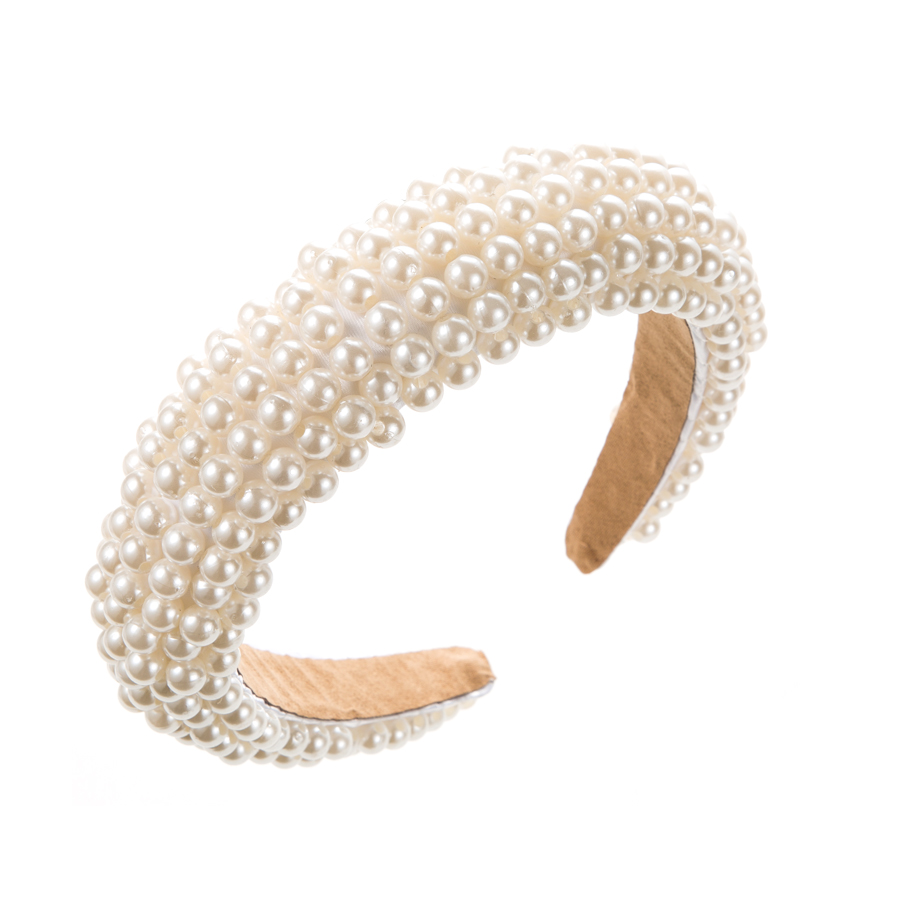 Baroque Style Solid Color Imitation Pearl Cloth Hair Band display picture 5