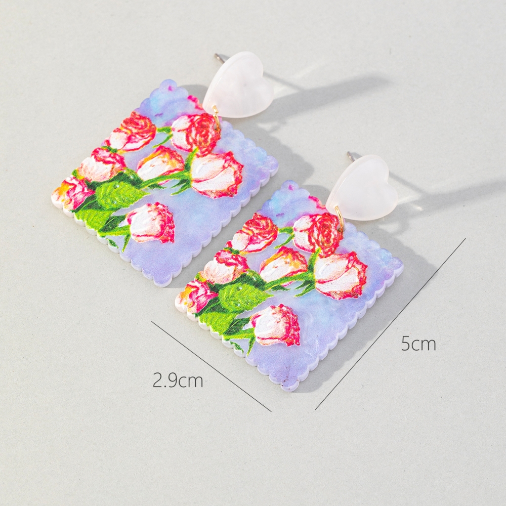 Wholesale Jewelry 1 Pair Sweet Square Flower Arylic Drop Earrings display picture 2