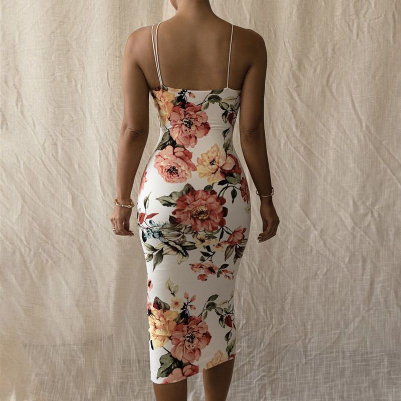Women's Sheath Dress Simple Style U Neck Printing Patchwork Sleeveless Flower Knee-length Daily display picture 2