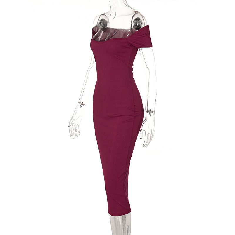 Women's Regular Dress Simple Style Strapless Rib-knit Knitted Sleeveless Solid Color Midi Dress Daily display picture 11