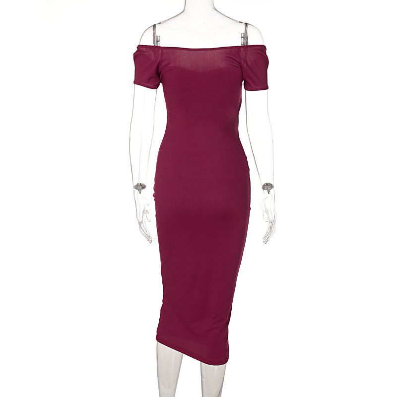 Women's Regular Dress Simple Style Strapless Rib-knit Knitted Sleeveless Solid Color Midi Dress Daily display picture 10