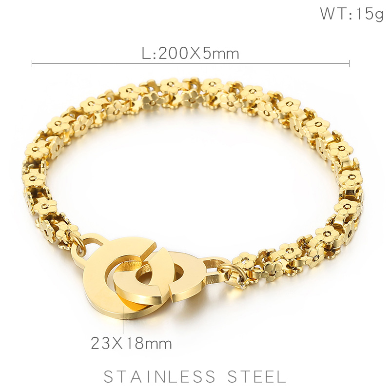 Elegant Flower Titanium Steel 18K Gold Plated Bracelets In Bulk display picture 6