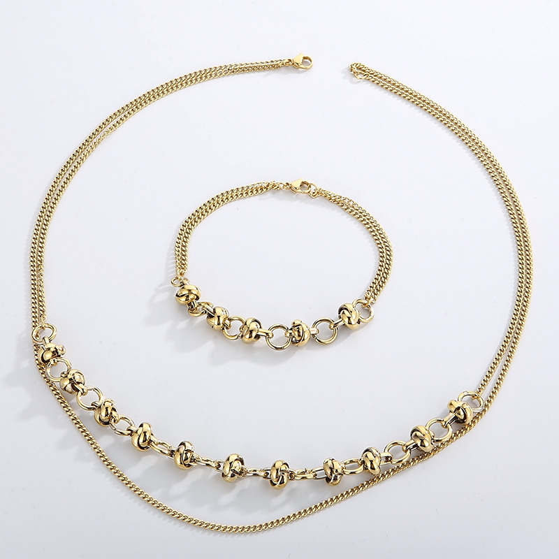 Titanium Steel 18K Gold Plated Hip-Hop Plating Geometric Bracelets Necklace display picture 5