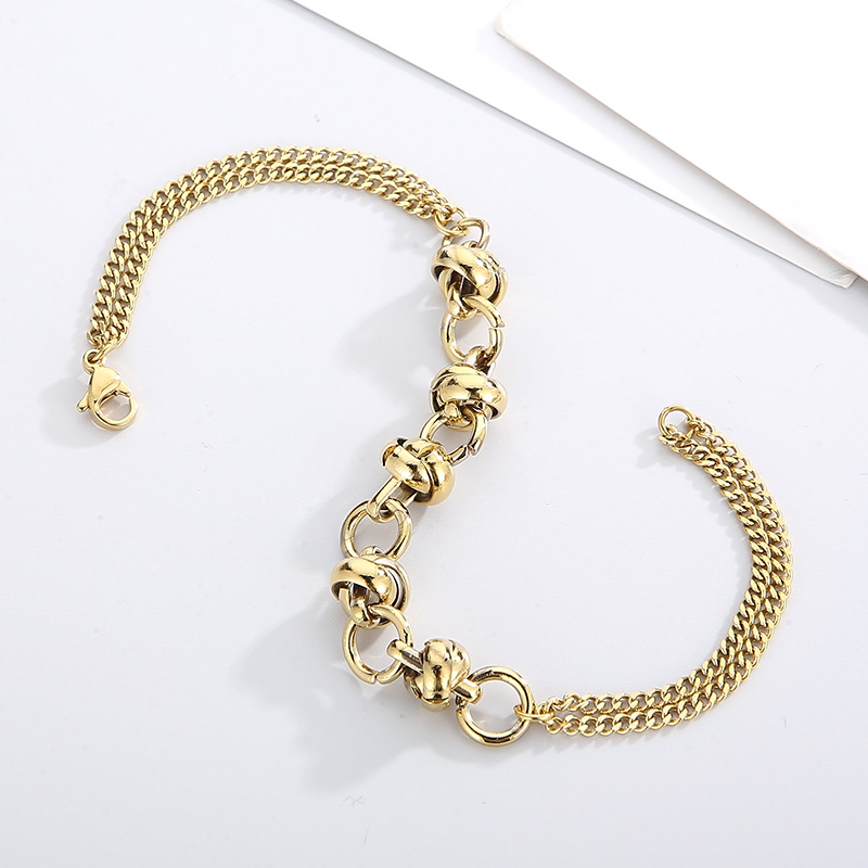 Titanium Steel 18K Gold Plated Hip-Hop Plating Geometric Bracelets Necklace display picture 13