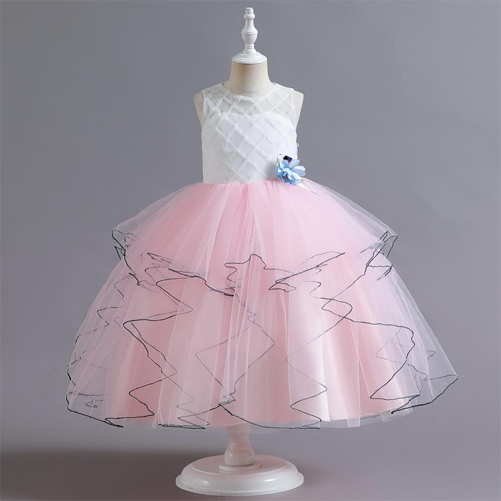Princess Color Block Flower Polyester Girls Dresses display picture 15