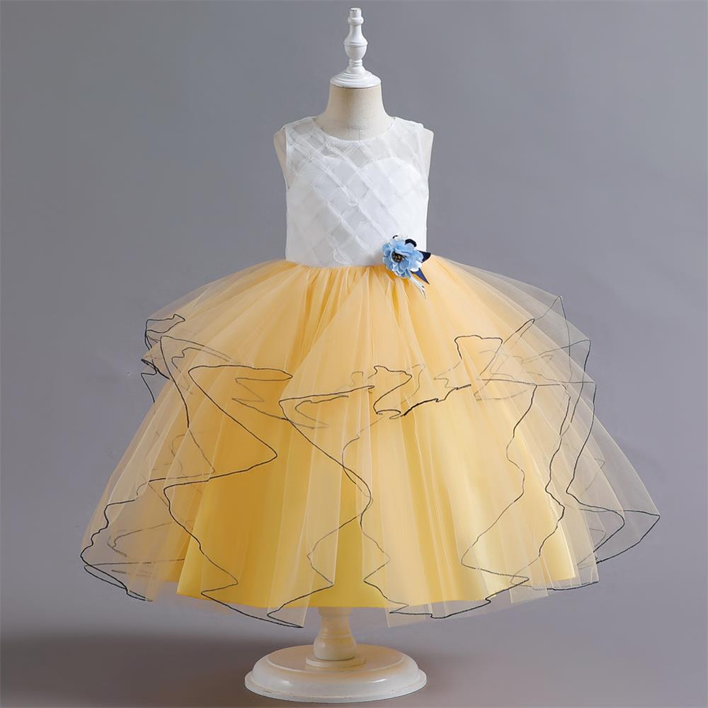 Princess Color Block Flower Polyester Girls Dresses display picture 12