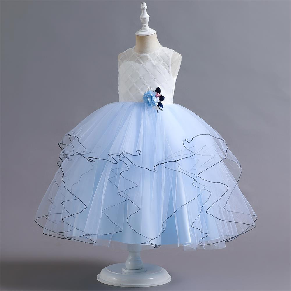 Princess Color Block Flower Polyester Girls Dresses display picture 2