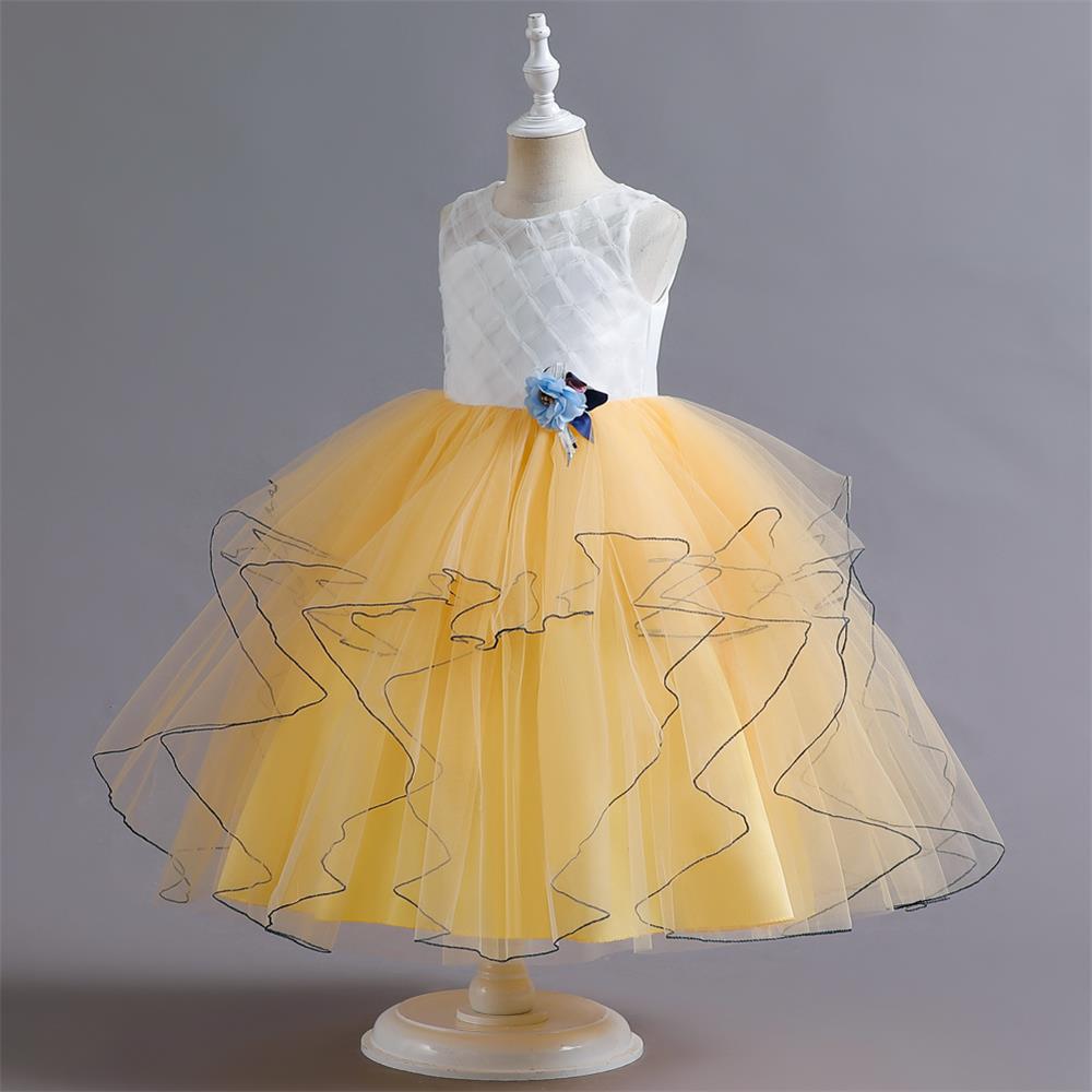 Princess Color Block Flower Polyester Girls Dresses display picture 14