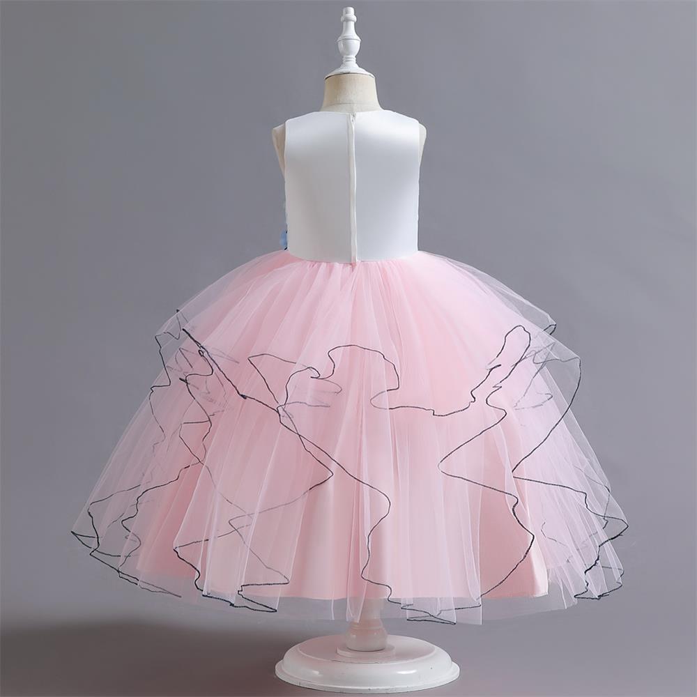 Princess Color Block Flower Polyester Girls Dresses display picture 16