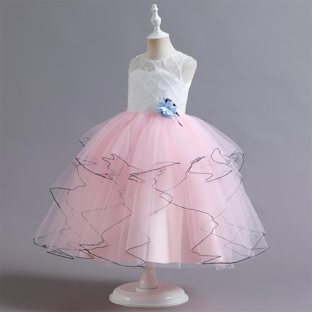 Princess Color Block Flower Polyester Girls Dresses display picture 17