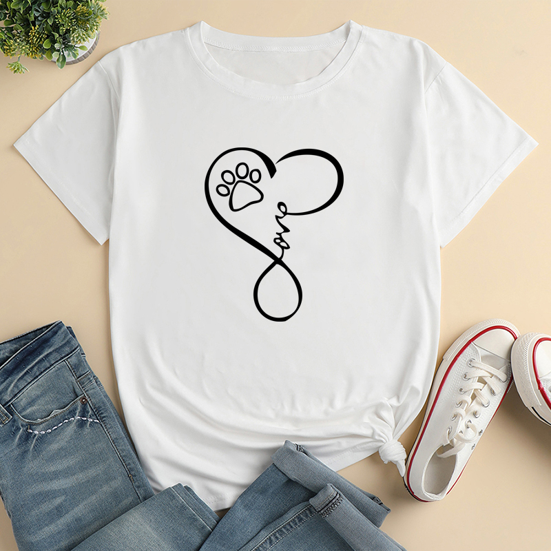Women's T-shirt Short Sleeve T-shirts Printing Casual Human Letter Heart Shape display picture 5