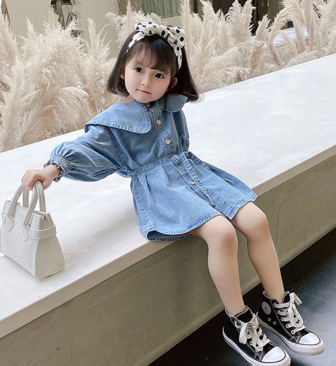 Casual Solid Color Belt Cotton Girls Dresses display picture 4