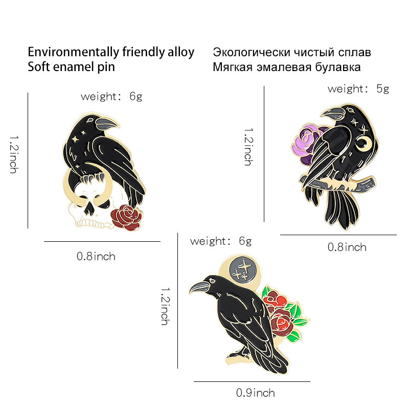 Cartoon Style Crow Bird Alloy Stamping Stoving Varnish Plating Unisex Brooches display picture 5