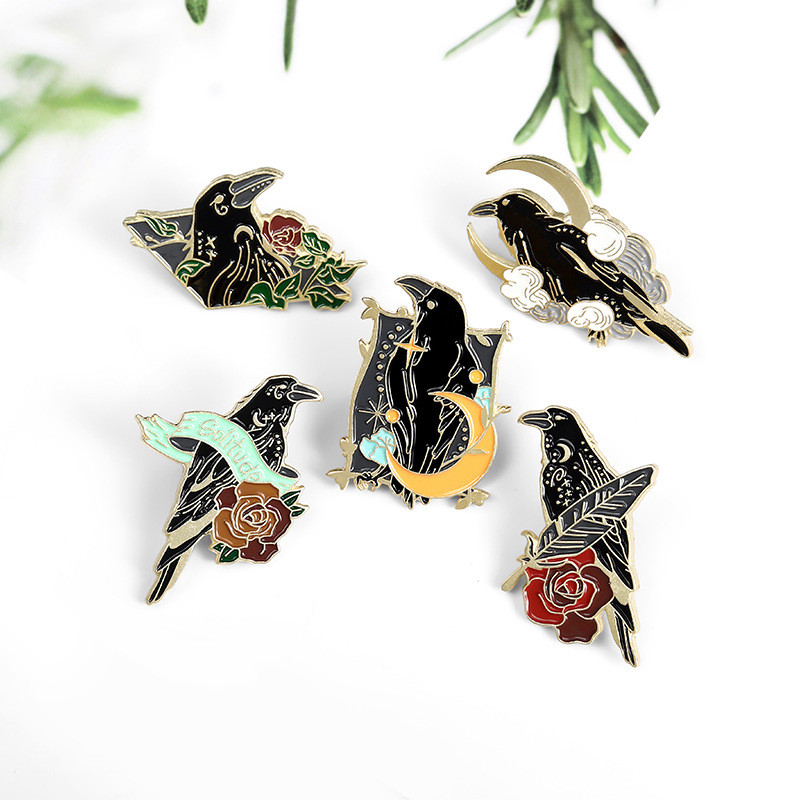 Cartoon Style Crow Bird Alloy Stamping Stoving Varnish Plating Unisex Brooches display picture 9