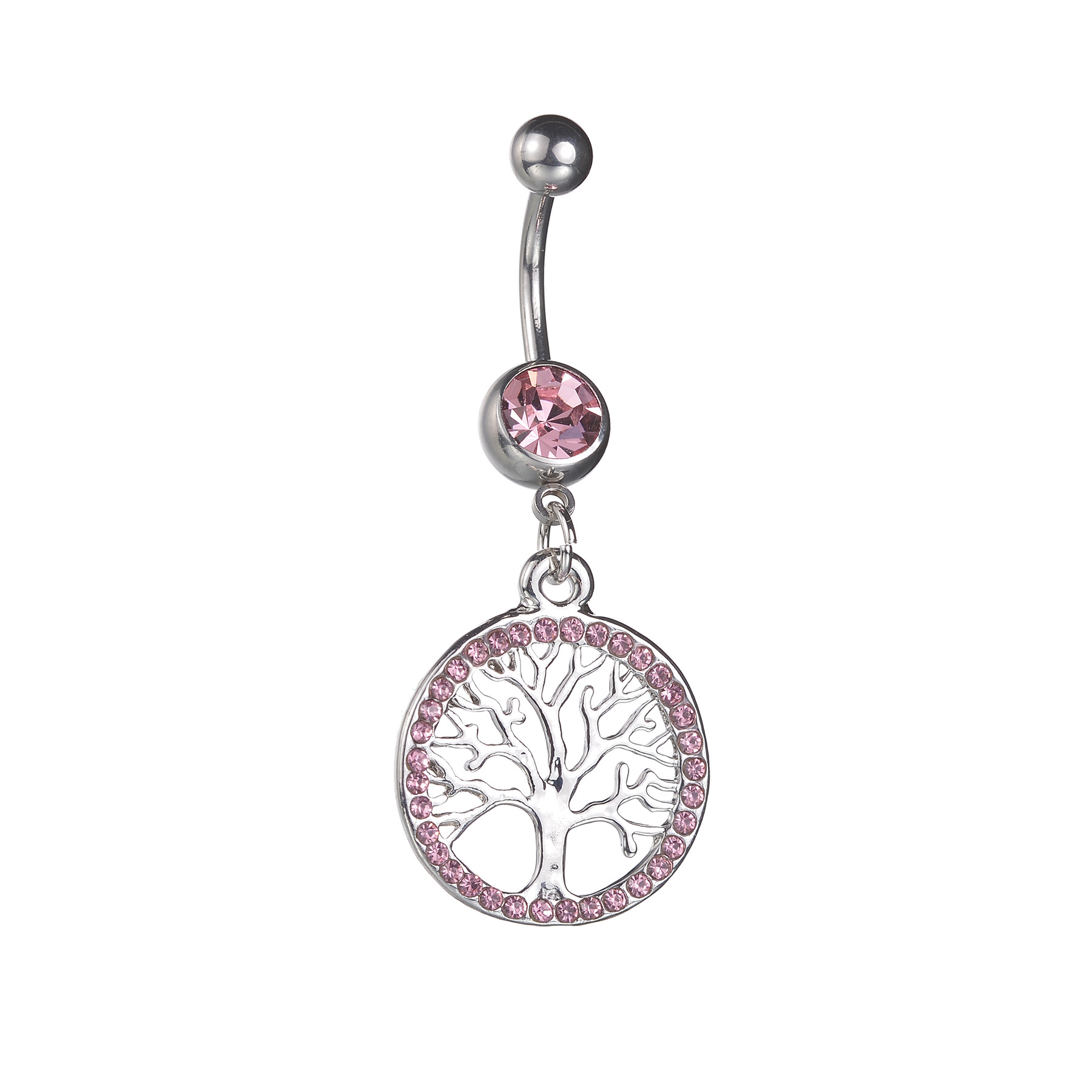 Wholesale Artistic Cool Style Tree Stainless Steel Artificial Diamond Belly Ring display picture 1