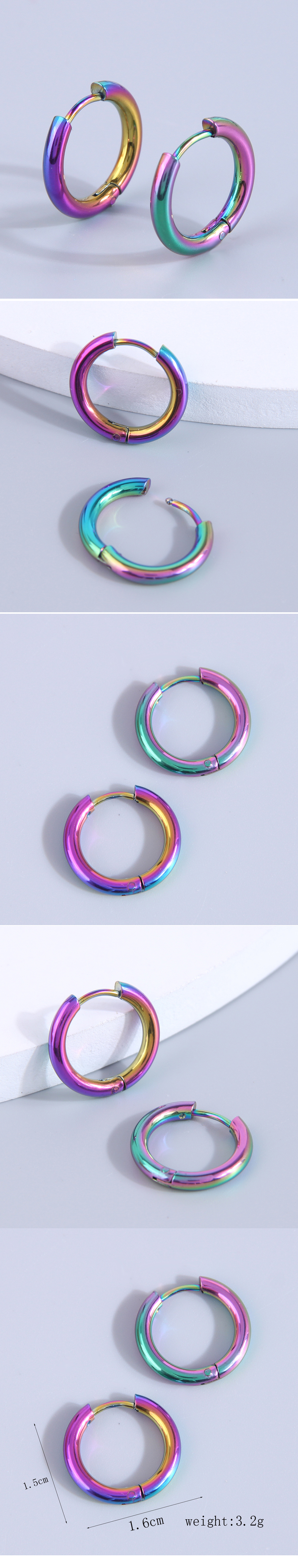 1 Pair Hip-hop Circle Plating Stainless Steel Earrings display picture 1