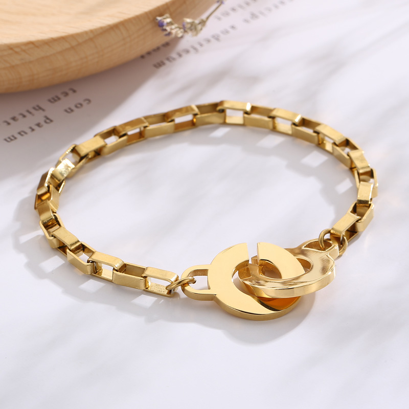 Simple Style Geometric Titanium Steel 18K Gold Plated Bracelets In Bulk display picture 11