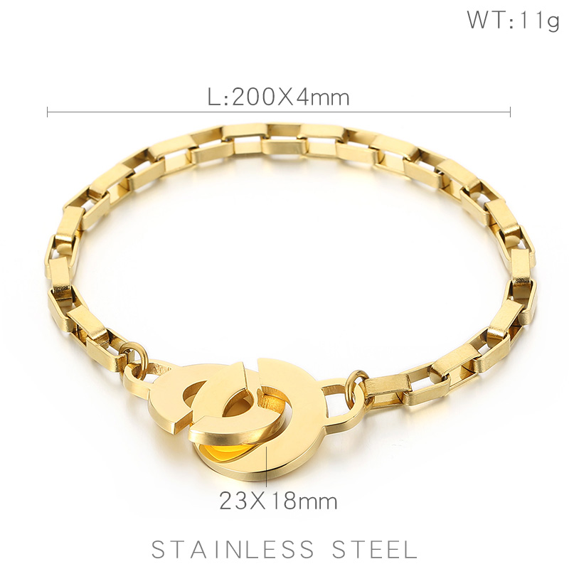 Simple Style Geometric Titanium Steel 18K Gold Plated Bracelets In Bulk display picture 6