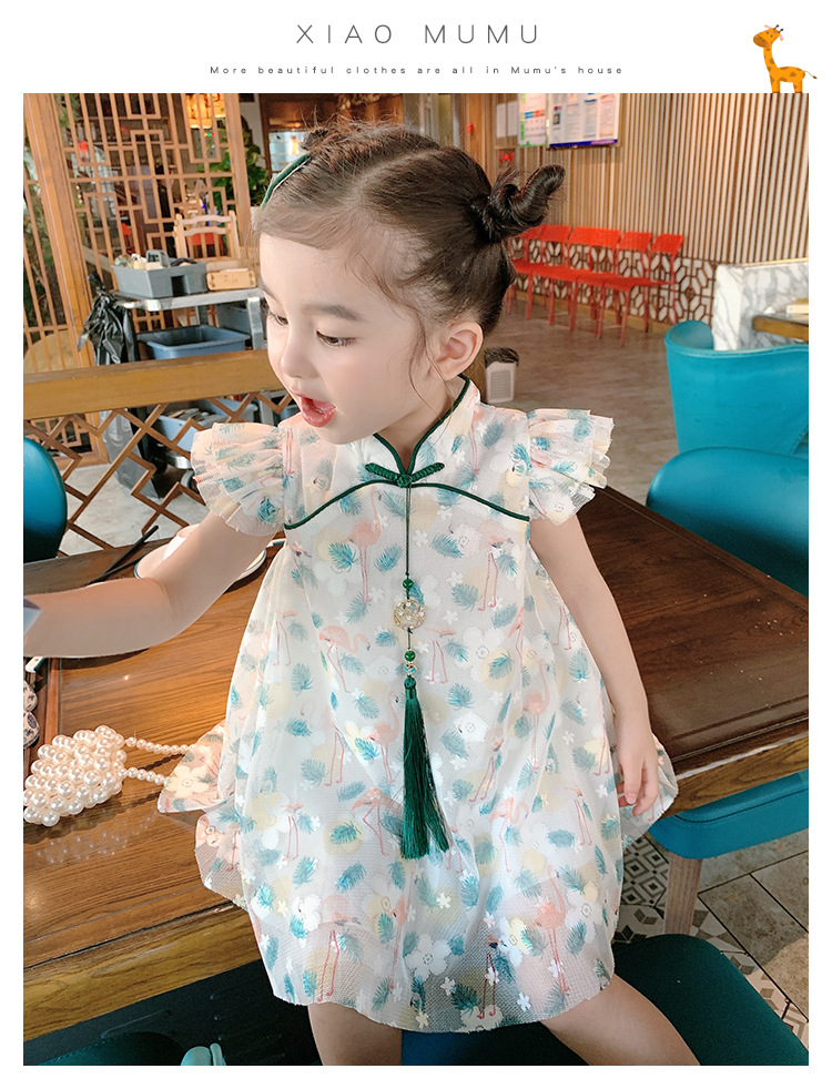 Chinoiserie Flower Polyester Girls Dresses display picture 1