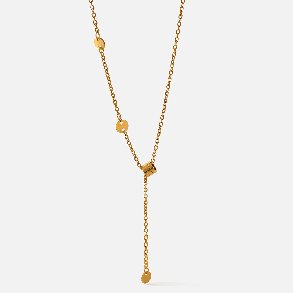 Großhandel Einfacher Stil Geometrisch Rostfreier Stahl 18 Karat Vergoldet Halskette Mit Anhänger display picture 1
